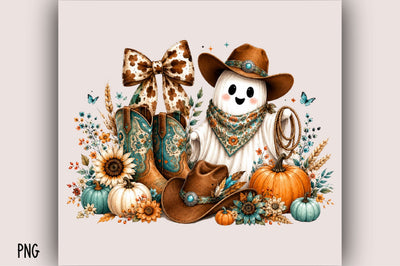 Cute Western Cowboy Ghost Clipart Sublimation SVGArt 