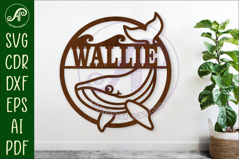 Cute whale name wall art sign, SVG file SVG APInspireddesigns 