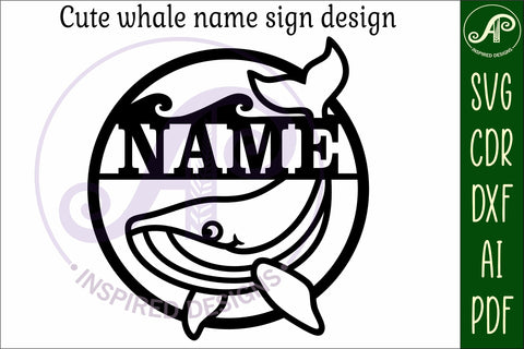Cute whale name wall art sign, SVG file SVG APInspireddesigns 
