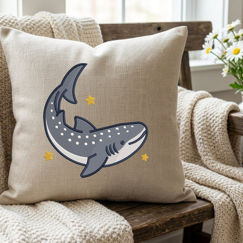 Cute Whale Shark Embroidery Design – Ocean Animal Stars Marine Life Machine Embroidery File Embroidery/Applique DESIGNS PatternFeed8 