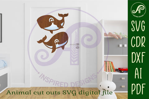 Cute whale two layer laser cut out SVG file SVG APInspireddesigns 