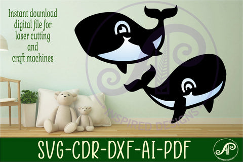 Cute whale two layer laser cut out SVG file SVG APInspireddesigns 