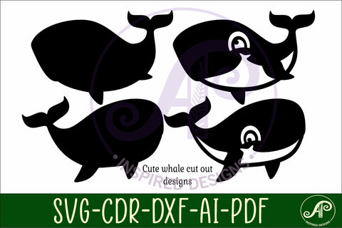 Cute whale two layer laser cut out SVG file SVG APInspireddesigns 