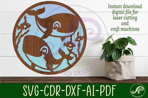 Cute whales wall art sign, SVG file. vector file SVG APInspireddesigns 
