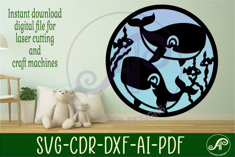 Cute whales wall art sign, SVG file. vector file SVG APInspireddesigns 