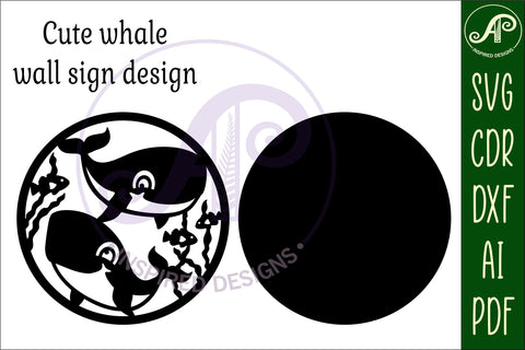 Cute whales wall art sign, SVG file. vector file SVG APInspireddesigns 