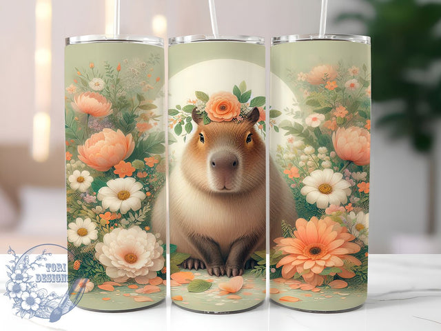 Cute Whimsical Capybara Tumbler, Cute Capybara Tumbler, Whimsical Animal Wrap, Rustic Capybara Wrap, Playful Wildlife Wrap, Sublimation Design, Trendy Gift Idea Sublimation ToriDesigns 