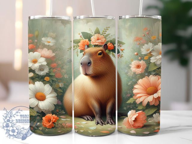 Cute Whimsical Capybara Tumbler, Cute Capybara Tumbler, Whimsical Animal Wrap, Rustic Capybara Wrap, Playful Wildlife Wrap, Sublimation Design, Trendy Gift Idea Sublimation ToriDesigns 