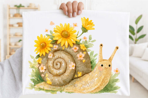 Cute Whimsical Snail Flower Clipart Sublimation SVGArt 