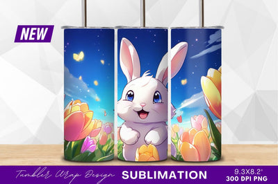 Cute white bunny in a tulip garden Sublimation Regulrcrative 