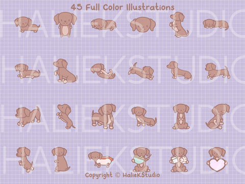 Cute Wiener Dogs Color SVG and PNG Design Set SVG HalieKStudio 