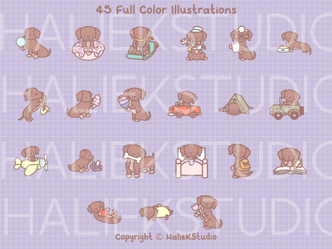 Cute Wiener Dogs Color SVG and PNG Design Set SVG HalieKStudio 