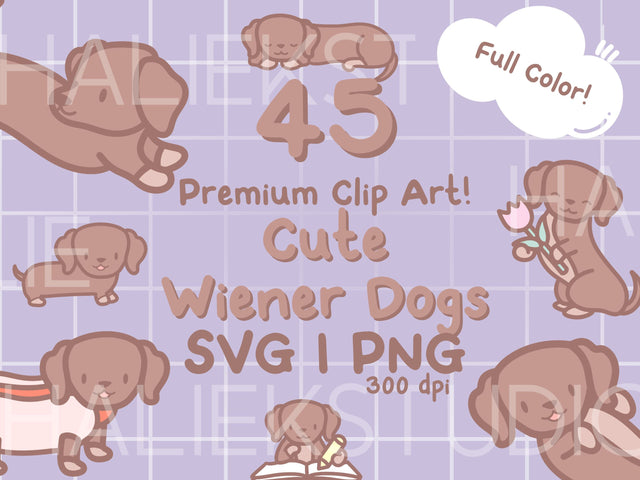 Cute Wiener Dogs Color SVG and PNG Design Set SVG HalieKStudio 