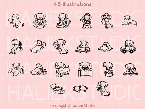 Cute Wiener Dogs SVG Design Set SVG HalieKStudio 