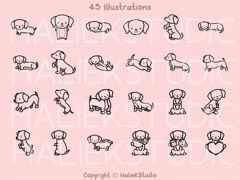 Cute Wiener Dogs SVG Design Set SVG HalieKStudio 
