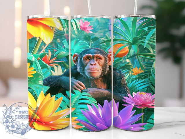 Cute Wildlife Chimpanzee Tumbler, Animal Lovers Design, Cute Chimp Pattern, 20Oz Sublimation Wrap, Wildlife Monkey Art, Chimpanzee Texture, Tumbler Sublimation Sublimation ToriDesigns 