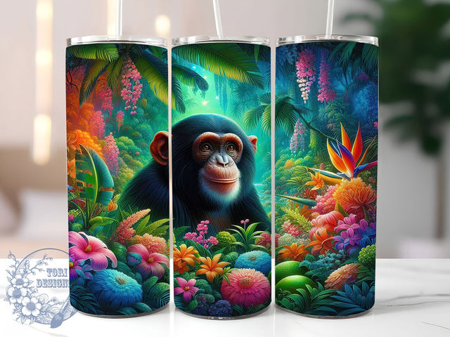 Cute Wildlife Chimpanzee Tumbler, Animal Lovers Design, Cute Chimp Pattern, 20Oz Sublimation Wrap, Wildlife Monkey Art, Chimpanzee Texture, Tumbler Sublimation Sublimation ToriDesigns 