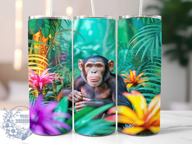 Cute Wildlife Chimpanzee Tumbler, Animal Lovers Design, Cute Chimp Pattern, 20Oz Sublimation Wrap, Wildlife Monkey Art, Chimpanzee Texture, Tumbler Sublimation Sublimation ToriDesigns 