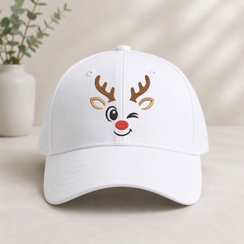 Cute Winking Reindeer Face Machine Embroidery Design – Christmas Rudolph Embroidery File Embroidery/Applique DESIGNS PatternFeed8 