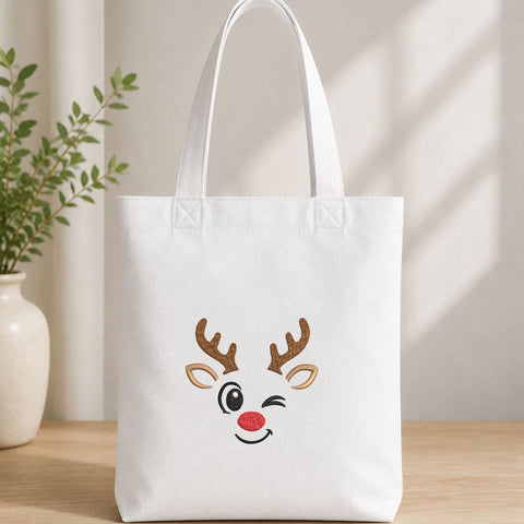 Cute Winking Reindeer Face Machine Embroidery Design – Christmas Rudolph Embroidery File Embroidery/Applique DESIGNS PatternFeed8 