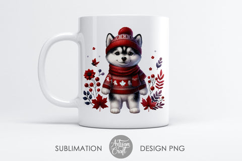 Cute Winter Animals | Maple Leaf | Canada Christmas Sublimation Artisan Craft SVG 