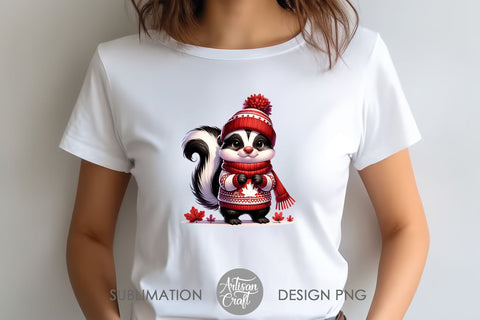 Cute Winter Animals | Maple Leaf | Canada Christmas Sublimation Artisan Craft SVG 