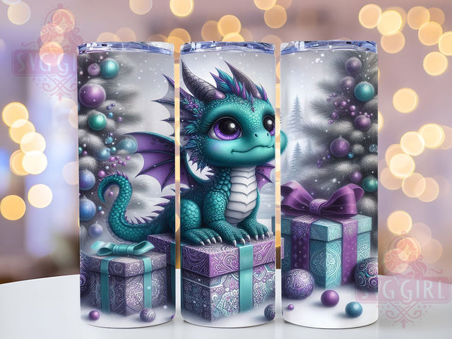 Cute Winter Baby Dragon Tumbler, Baby Dragon, Fantasy Wrap, 20Oz Tumbler, Sublimation Design, Cute Creature, Magical Gift Sublimation SvggirlplusArt 