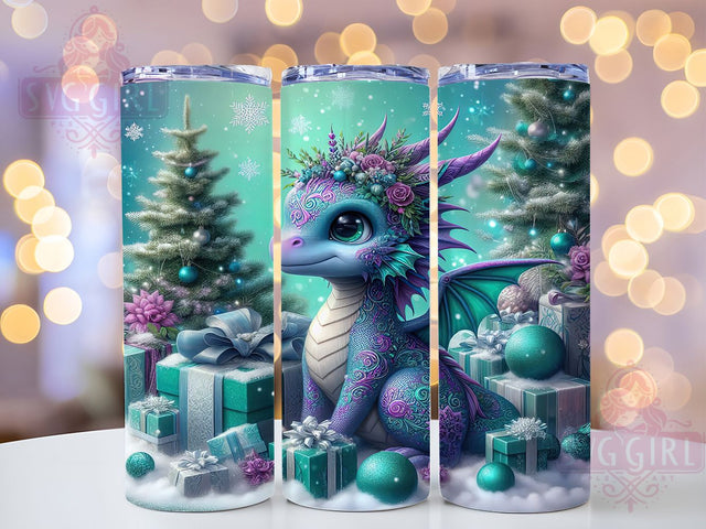 Cute Winter Baby Dragon Tumbler, Baby Dragon, Fantasy Wrap, 20Oz Tumbler, Sublimation Design, Cute Creature, Magical Gift Sublimation SvggirlplusArt 