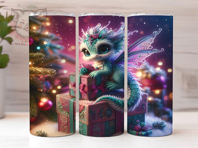 Cute Winter Baby Dragon Tumbler, Winter Dragon Pattern, Cute Dragon Design, 20Oz Sublimation Wrap, Snowy Dragon Art, Frost Dragon Texture, Tumbler Sublimation Sublimation Lara' s Designs 