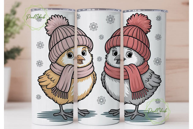 Cute Winter Chicks 20oz Tumbler Wrap Sublimation PixelChick 
