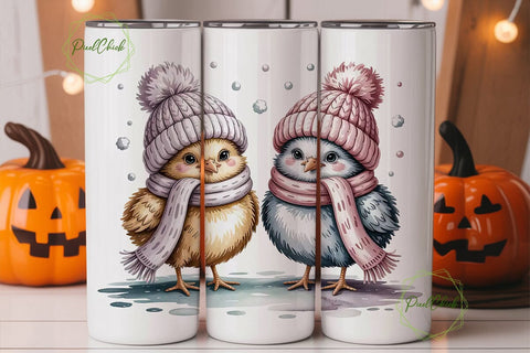 Cute Winter Chicks 20oz Tumbler Wrap Sublimation PixelChick 