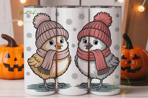 Cute Winter Chicks 20oz Tumbler Wrap Sublimation PixelChick 