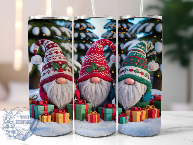 Cute Winter Christmas Gnomes Tumbler, Winter Holiday Gnome, Festive Gnome Art, Cozy Winter Graphic, Adorable Holiday Design, 20oz Tumbler, Sublimation Design Sublimation ToriDesigns 