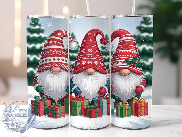 Cute Winter Christmas Gnomes Tumbler, Winter Holiday Gnome, Festive Gnome Art, Cozy Winter Graphic, Adorable Holiday Design, 20oz Tumbler, Sublimation Design Sublimation ToriDesigns 