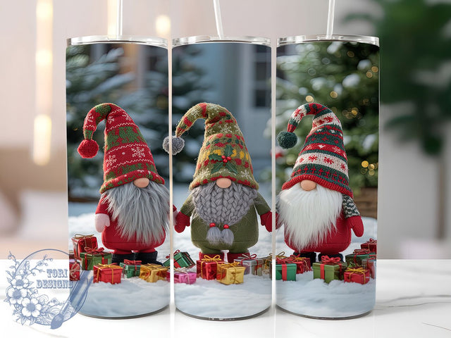 Cute Winter Christmas Gnomes Tumbler, Winter Holiday Gnome, Festive Gnome Art, Cozy Winter Graphic, Adorable Holiday Design, 20oz Tumbler, Sublimation Design Sublimation ToriDesigns 