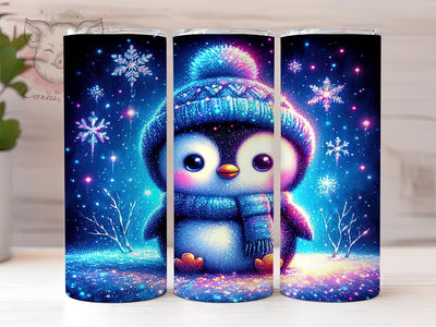 Cute Winter Glitter Penguin 20 oz Skinny Tumbler Sublimation Design, Straight & Tapered Tumbler Png, Penguin Tumbler Png, Digital Download PNG Sublimation Lara' s Designs 