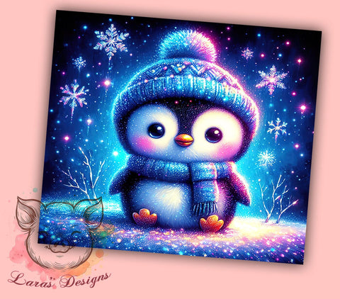 Cute Winter Glitter Penguin 20 oz Skinny Tumbler Sublimation Design, Straight & Tapered Tumbler Png, Penguin Tumbler Png, Digital Download PNG Sublimation Lara' s Designs 
