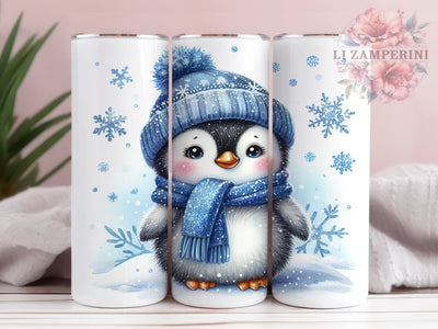 Cute Winter Glitter Penguin 20oz Tumbler Wrap PNG, Penguin Tumbler PNG Sublimation Design, Straight & Tapered Tumbler Wrap, Instant Digital Download Sublimation Li Zamperini 