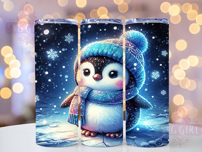Cute Winter Glitter Penguin 20oz Tumbler Wrap Sublimation Design, Straight Tapered Tumbler Wrap, Cute Penguin Tumbler Png, Instant Digital Download Sublimation SvggirlplusArt 