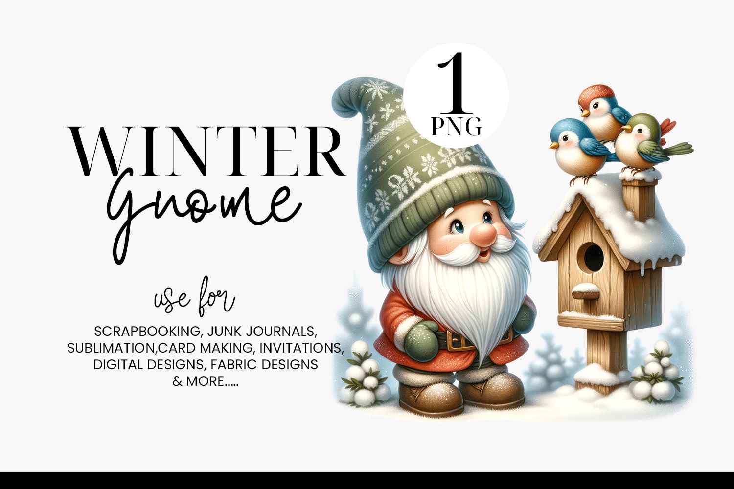 Fun Gnome Christmas Address Labels with Blue Snowflakes - Digital