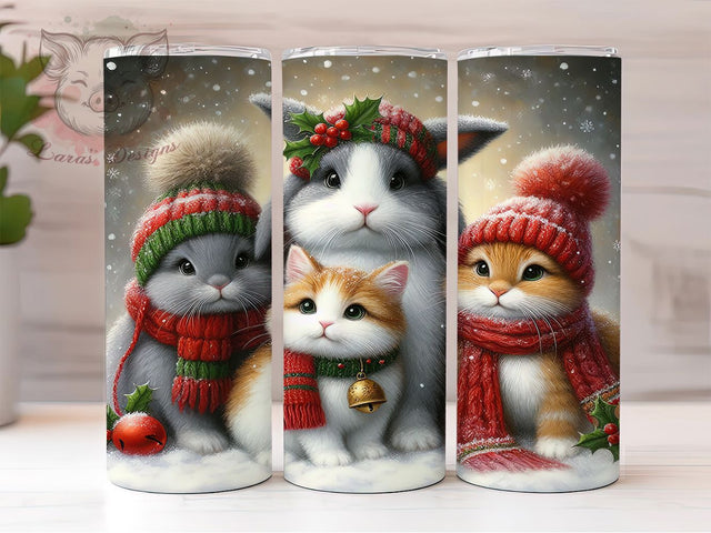 Cute Winter Holiday Animals Tumbler, Adorable Holiday Animals, Snowy Scene Design, 20Oz Wrap Design, Christmas Sublimation, Winter Animal Art, Festive Holiday Theme Sublimation Lara' s Designs 