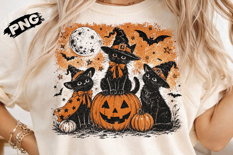 Cute Witch Black Cats Halloween PNG File SVG DesignDestine 