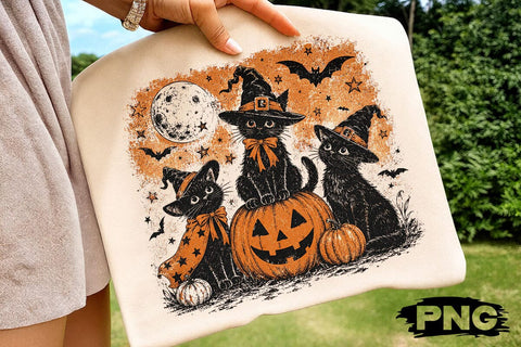 Cute Witch Black Cats Halloween PNG File SVG DesignDestine 