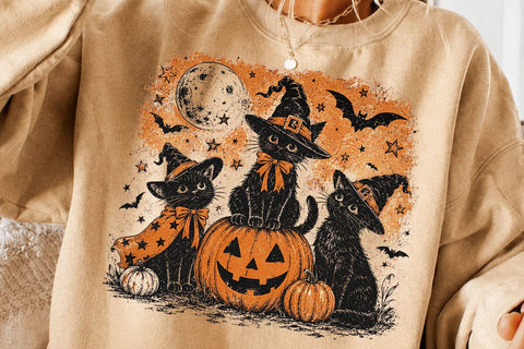 Cute Witch Black Cats Halloween PNG File SVG DesignDestine 