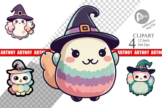 Cute Witch Clipart Sublimation artnoy 