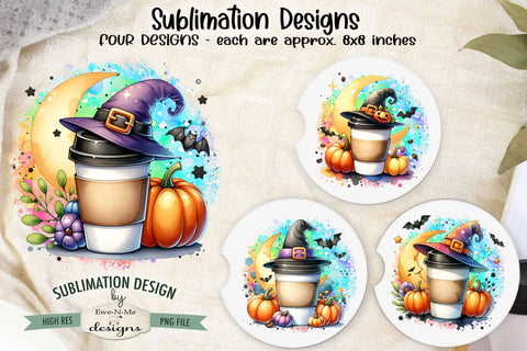 Cute Witch Coffee Sublimation Designs | Halloween PNG Sublimation Ewe-N-Me Designs 