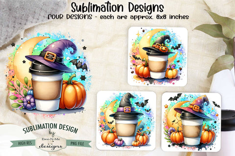 Cute Witch Coffee Sublimation Designs | Halloween PNG Sublimation Ewe-N-Me Designs 