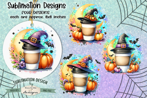 Cute Witch Coffee Sublimation Designs | Halloween PNG Sublimation Ewe-N-Me Designs 