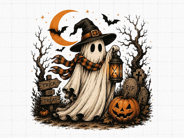 Cute Witch Ghost Halloween Lantern PNG SVG artprintfile 