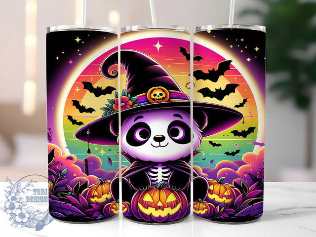 Cute Witch Panda Halloween Tumbler, Witch Panda Cup, Spooky Animal Wrap, 20Oz Sublimation Design, Cute Halloween Mug, Panda Witch Drinkware, Kawaii Spooky Tumbler Sublimation ToriDesigns 